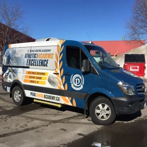 A large work van with full custom wrapped graphic for a business